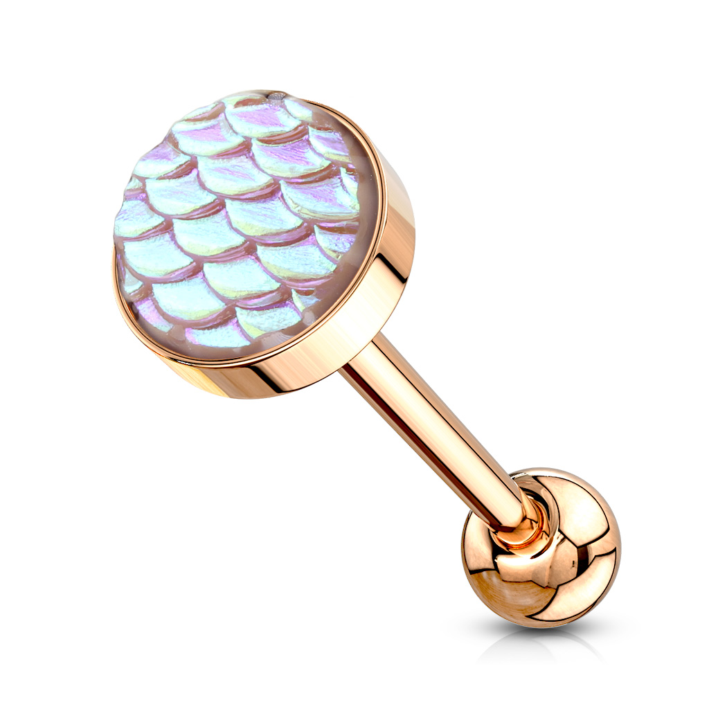 Tongue Bar with Iridescent Fish Scale Ball - Image 2