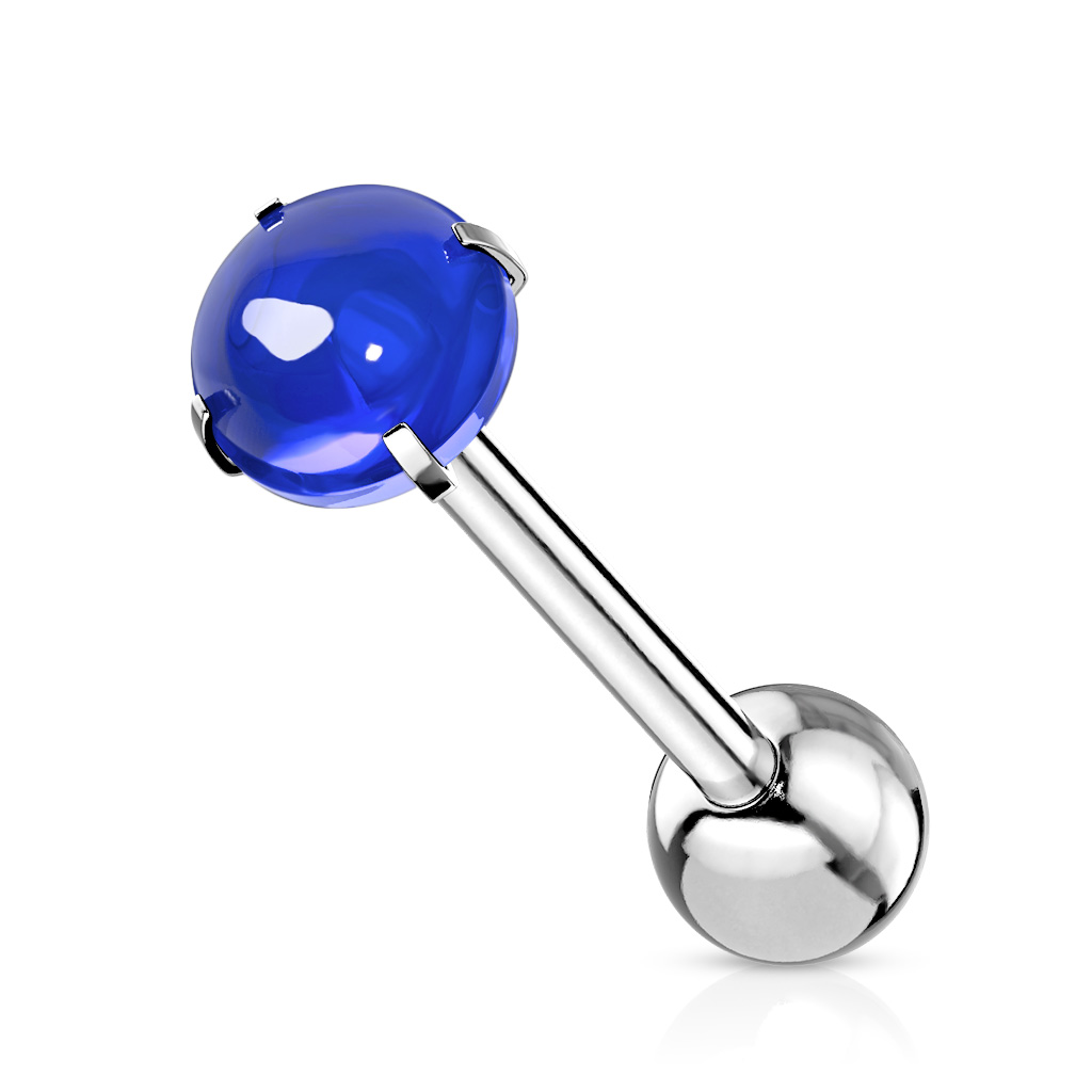 Tongue bar with a 6mm Zircon Cabochon Stone Ball - Image 5