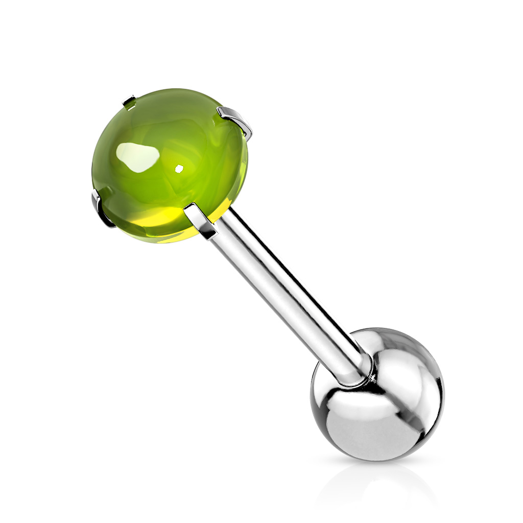 Tongue bar with a 6mm Zircon Cabochon Stone Ball - Image 4