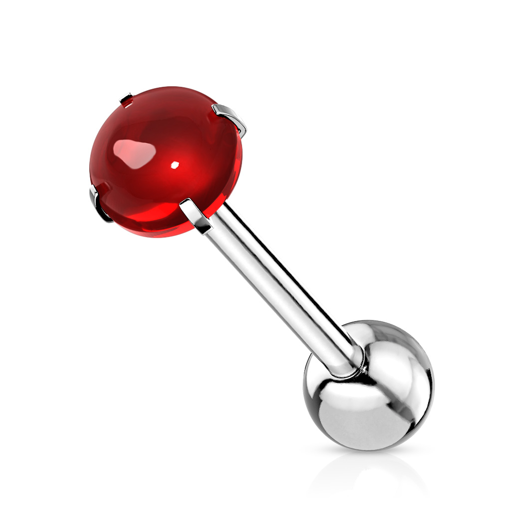 Tongue bar with a 6mm Zircon Cabochon Stone Ball - Image 2