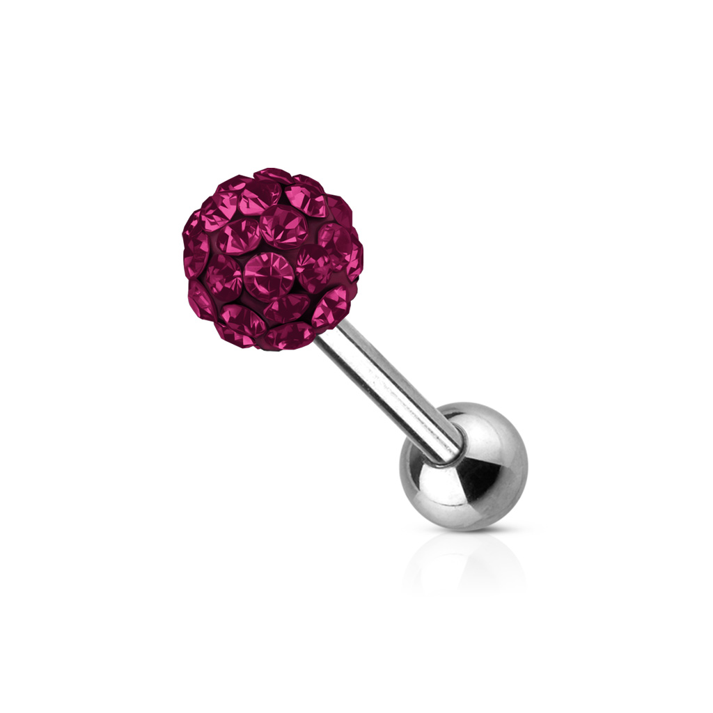 Tongue Bar with Multi-Crystal 6mm Ball - Image 8