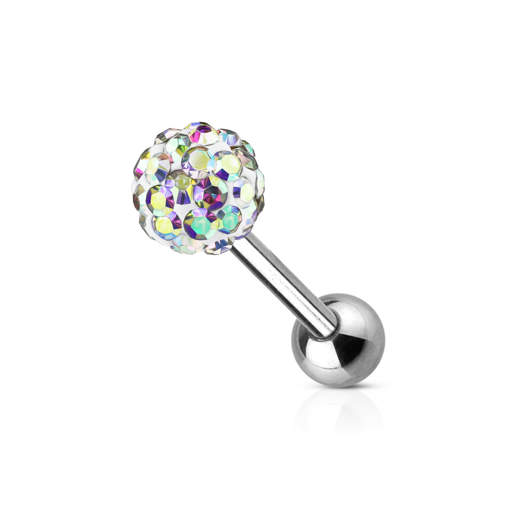 Tongue Bar with Multi-Crystal 6mm Ball - Image 7