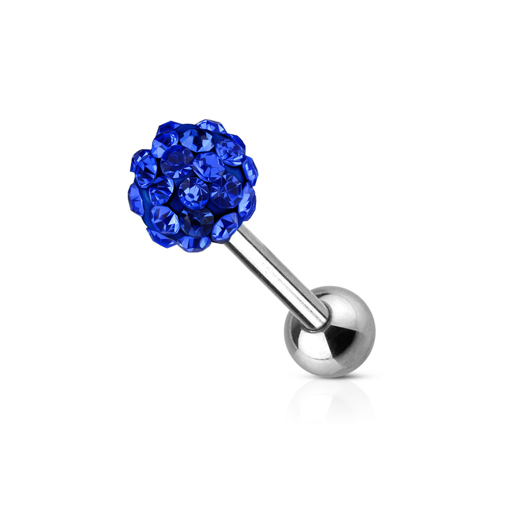 Tongue Bar with Multi-Crystal 6mm Ball - Image 6