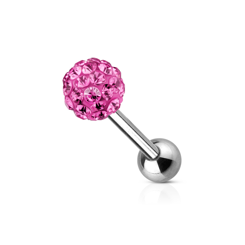 Tongue Bar with Multi-Crystal 6mm Ball - Image 4