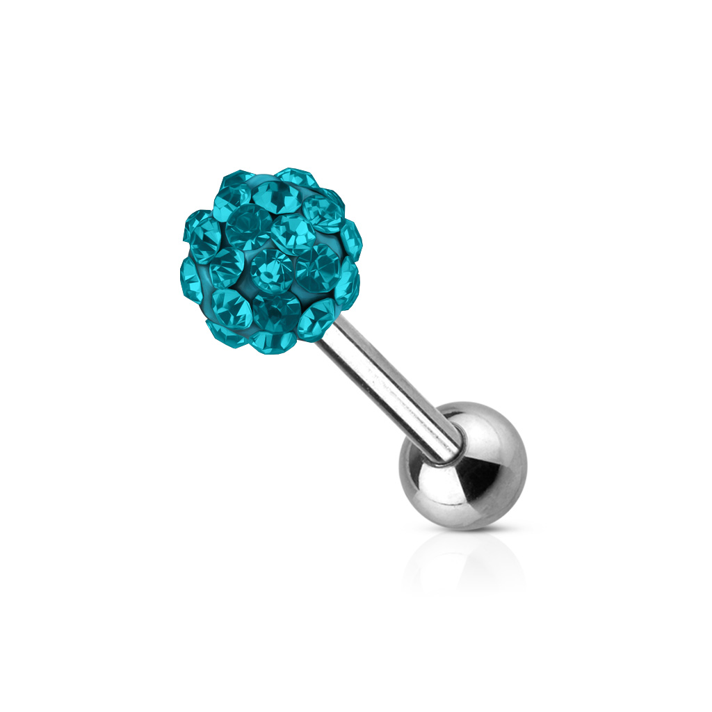 Tongue Bar with Multi-Crystal 6mm Ball - Image 3