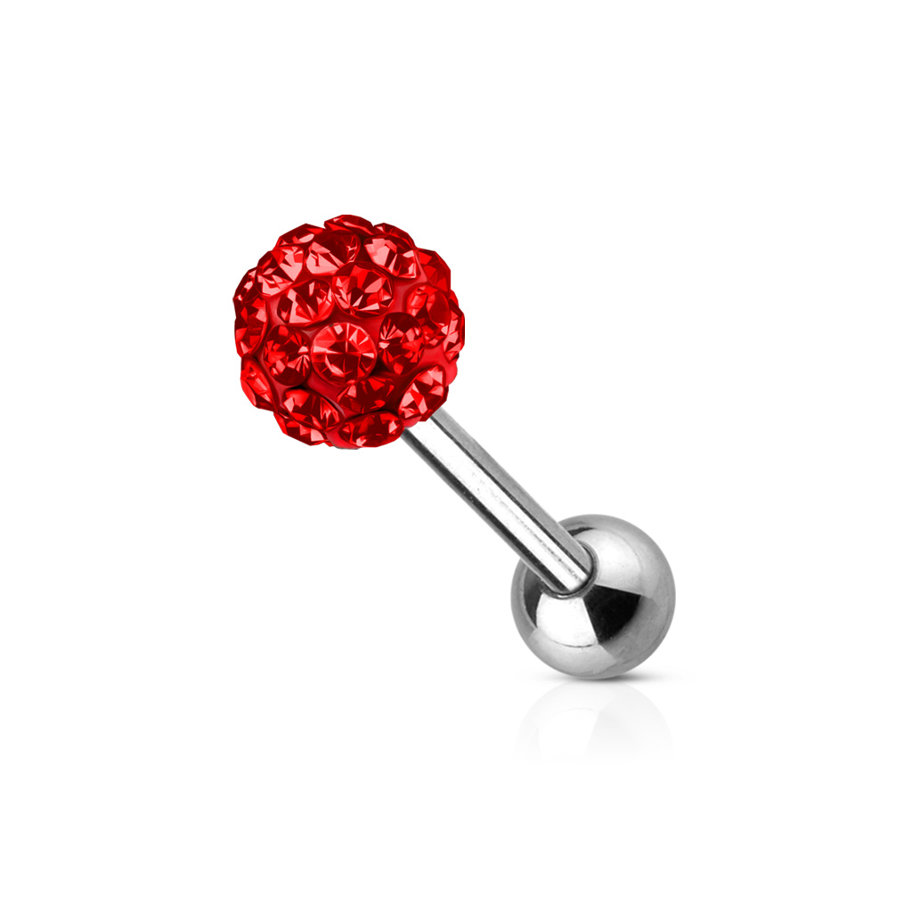 Tongue Bar with Multi-Crystal 6mm Ball - Image 2