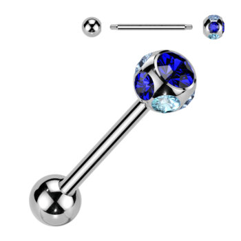 Tongue Bar with 7 CZ Gems Ball - Image 5