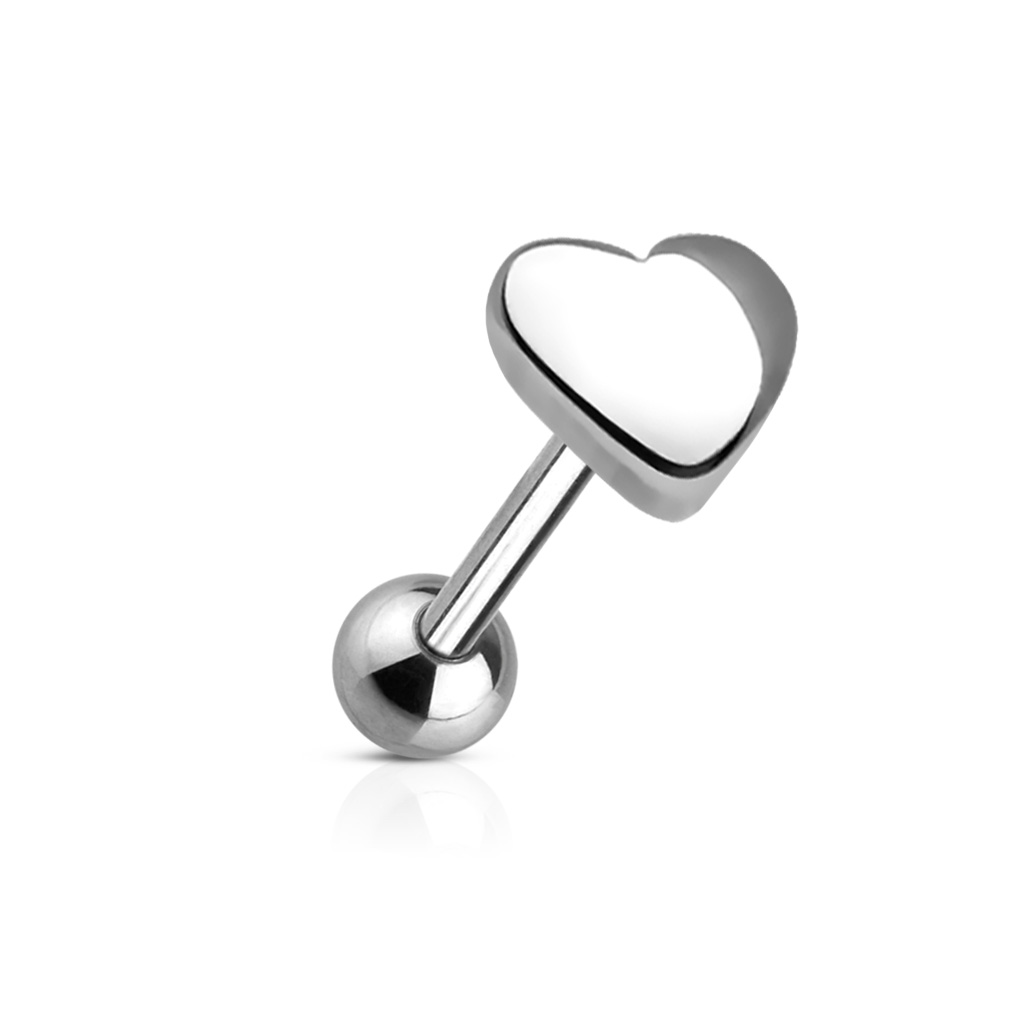 Tongue Barbell with a Heart Top