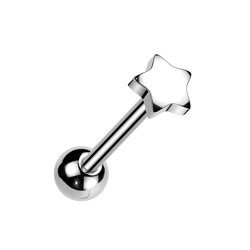 Tongue Barbell with a Flat Star Top