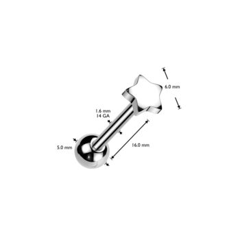 Tongue Barbell with a Flat Star Top - Image 2
