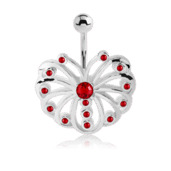 Large Fan Belly Bar with CZ Gems