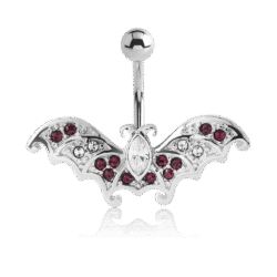 Large Bat Belly Bar with CZ Gems