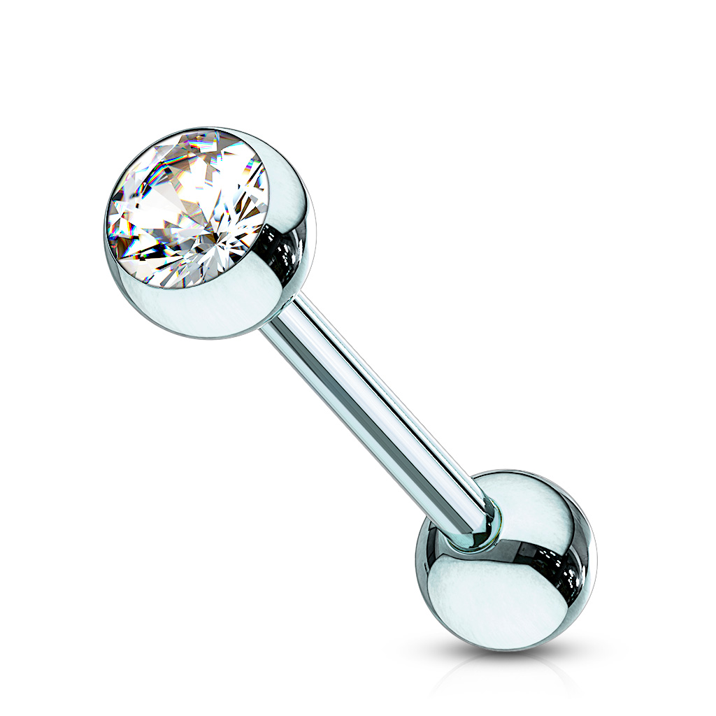 16mm Tongue Bar with a CZ Ball Gem - Image 3