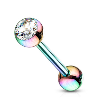 16mm Tongue Bar with a CZ Ball Gem - Image 2