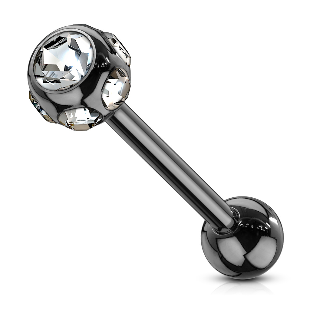 Tongue Bar with 6 CZ Gem Ball - Image 7