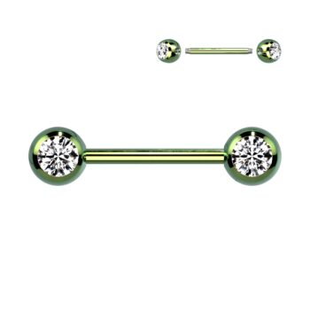 14mm Titanium Nipple Bar with Crystal Gems - Image 2