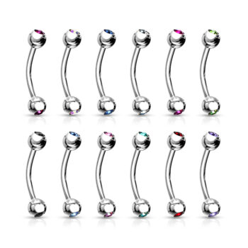 10mm Curved Barbell with CZ Gem Balls