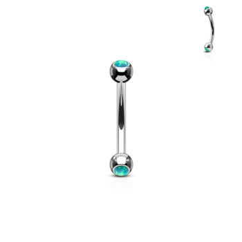 Curved Barbell with 3mm Opal Balls - Image 6