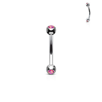 Curved Barbell with 3mm Opal Balls - Image 3