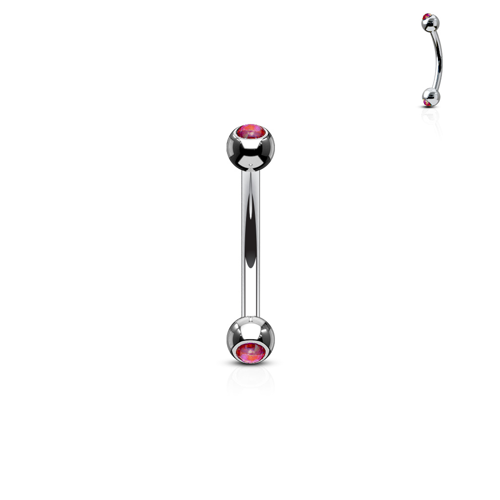 Curved Barbell with 3mm Opal Balls - Image 5