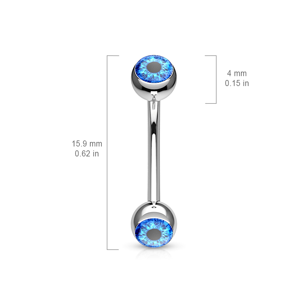 Curved Barbell with 4mm Epoxy Coated Eyeball - Image 7