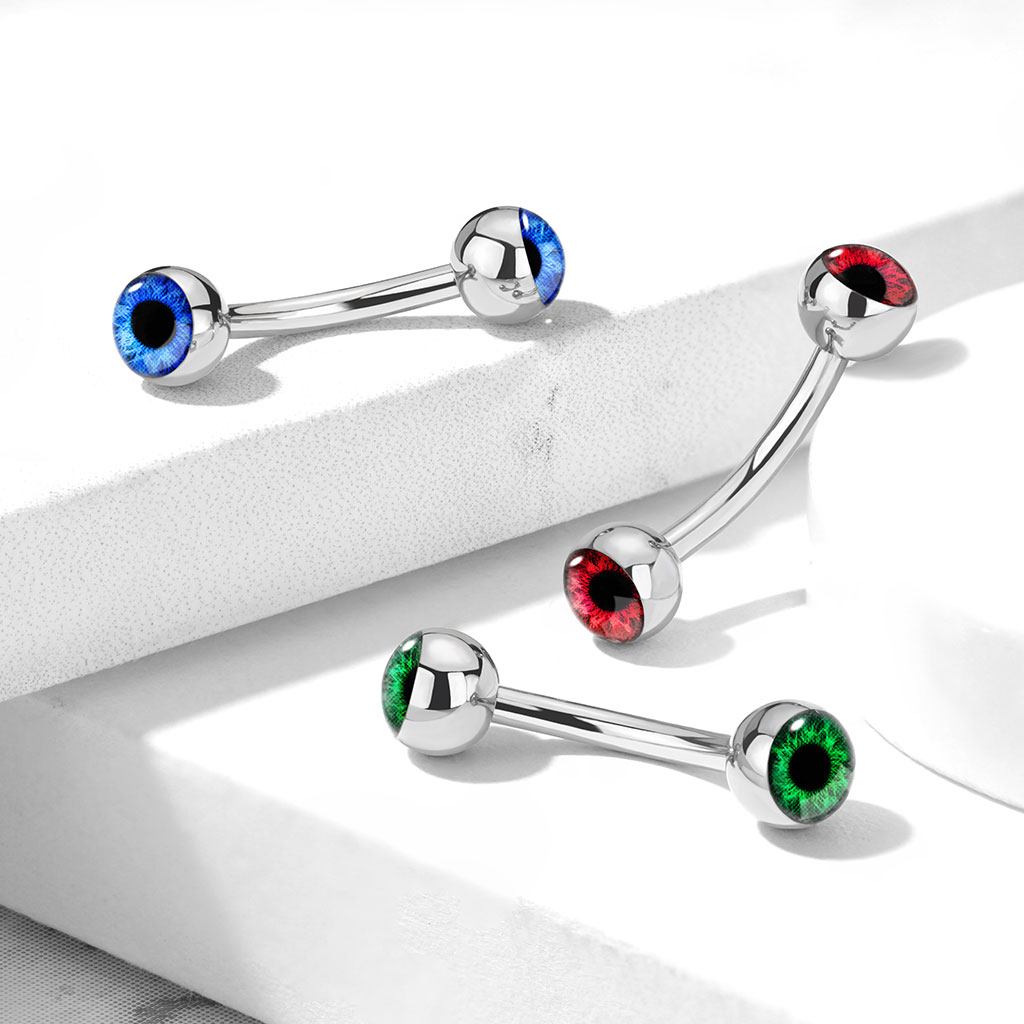 Curved Barbell with 4mm Epoxy Coated Eyeball