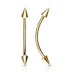 Gold 1.2mm Curved Barbell with 4mm Spike Ends