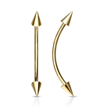 Gold 1.2mm Curved Barbell with 4mm Spike Ends