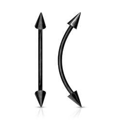 Black 1.2mm Curved Barbell with 4mm Spike Ends