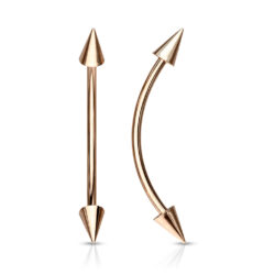 Rose Gold 1.2mm Curved Barbell with 4mm Spike Ends