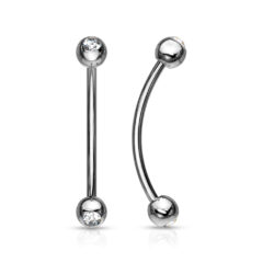 1.2mm Curved Barbell with 3mm Clear CZ Gem Balls