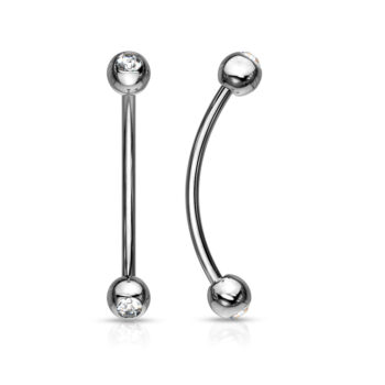 1.2mm Curved Barbell with 3mm Clear CZ Gem Balls