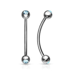 1.2mm Curved Barbell with 3mm Aqua CZ Gem Balls