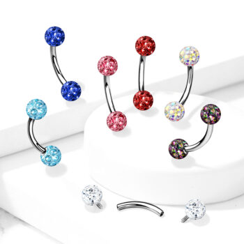 Curved Barbell with 4mm Epoxy Coated Crystal Gem Balls - Image 9