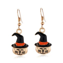 Cat with Witches Hat dangle earrings