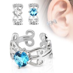Non Piercing Ear Cuff with a CZ Gem