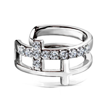 Non Piercing Ear Cuff with a Clear Gem Cross - Image 3
