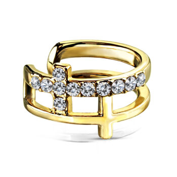 Non Piercing Ear Cuff with a Clear Gem Cross - Image 4