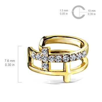 Non Piercing Ear Cuff with a Clear Gem Cross - Image 6