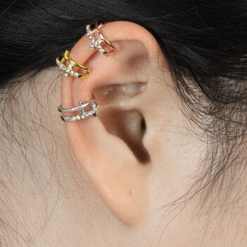 Non Piercing Ear Cuff with a Clear Gem Cross - Image 2