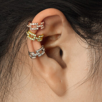 Non Piercing Ear Cuff with a Clear CZ Pattern - Image 3