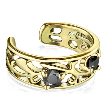 Non Piercing Ear Cuff with Black CZ Gems - Image 3