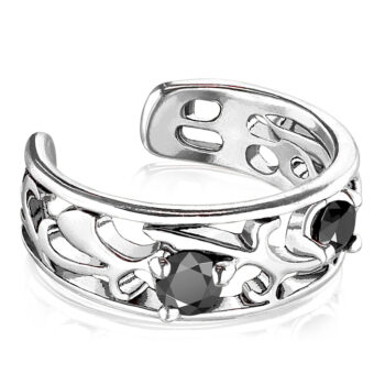 Non Piercing Ear Cuff with Black CZ Gems - Image 4