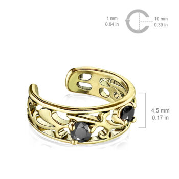 Non Piercing Ear Cuff with Black CZ Gems - Image 5