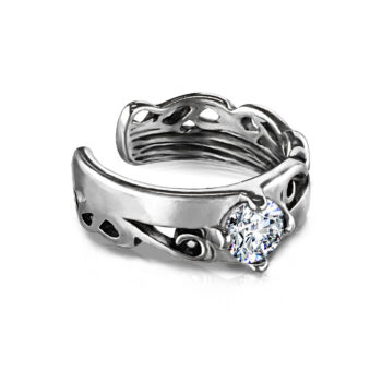 Non Piercing Ear Cuff with a Clear CZ Gem - Image 2