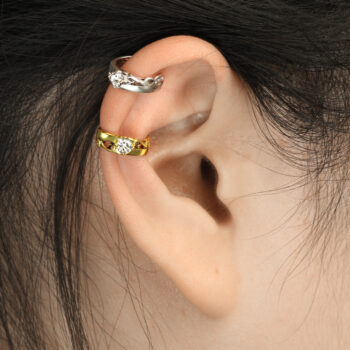 Non Piercing Ear Cuff with a Clear CZ Gem - Image 4