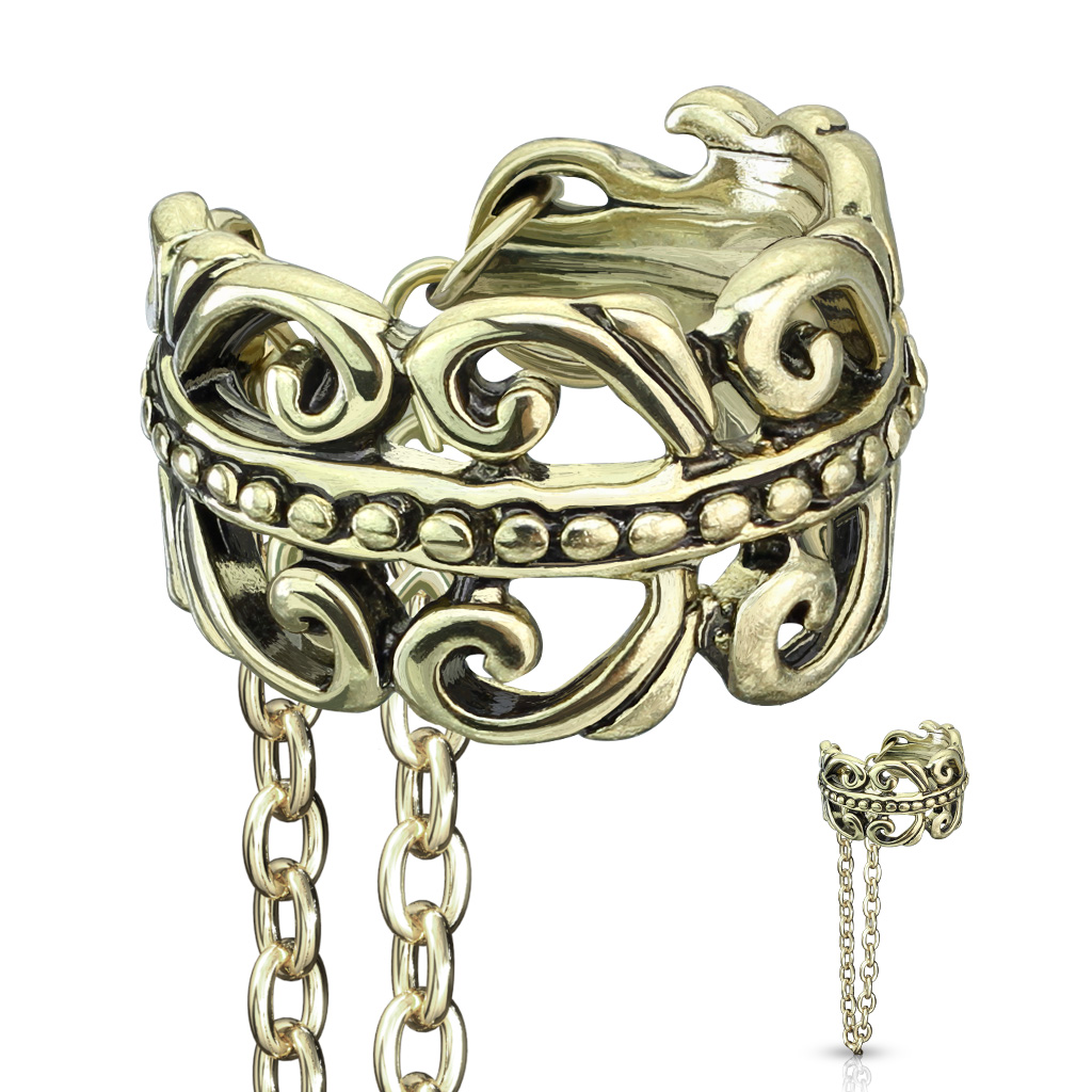 Non Piercing Ear Cuff with a Hanging Chain - Image 5