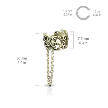 Non Piercing Ear Cuff with a Hanging Chain - Image 3