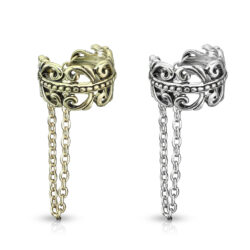 Non Piercing Ear Cuff with a Hanging Chain