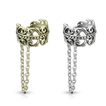 Non Piercing Ear Cuff with a Hanging Chain